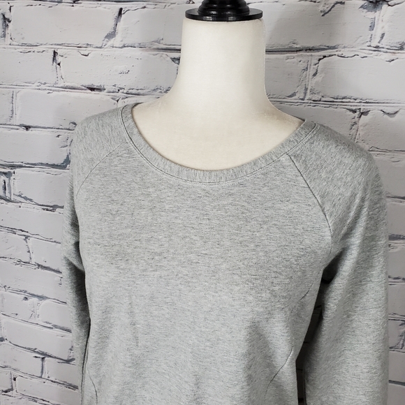 The North Face Heather Gray Sweatshirt with Burgundy Trim - Picture 4 of 8